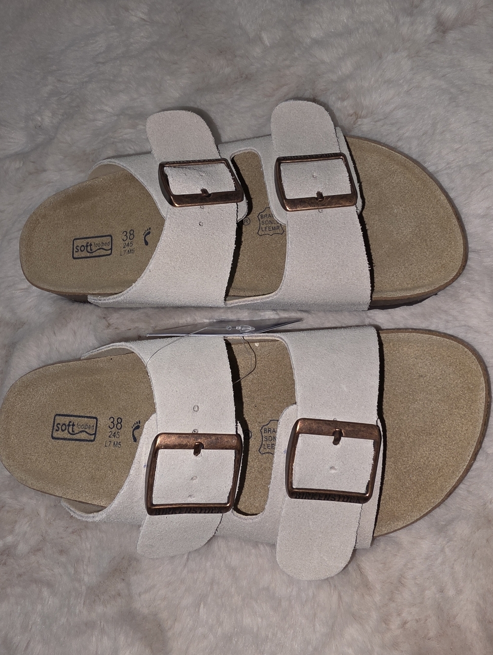 Birkenstock Arizona Soft Footbed Suede Leather Antique White Size 7/38 - Picture 7 of 8